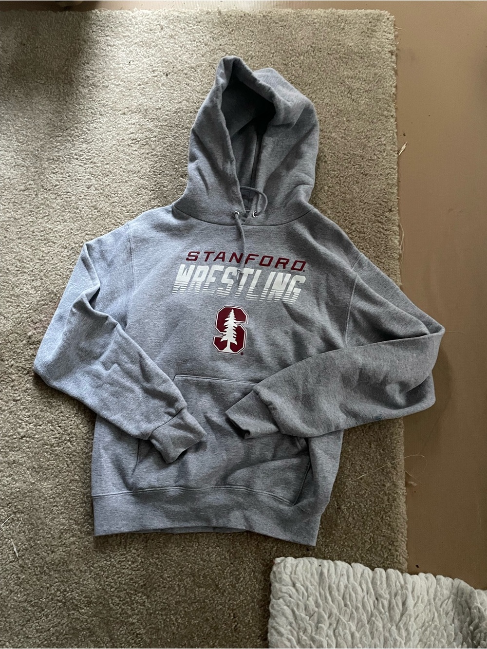 Champion Stanford Wrestling Gray Hoodie with Cardinal Accent